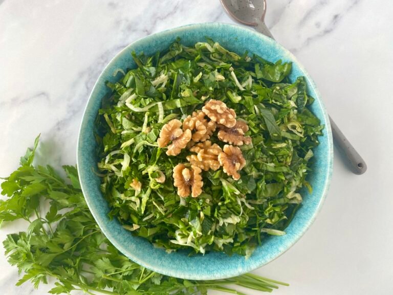 Rich green leaf salad served with fresh parsley