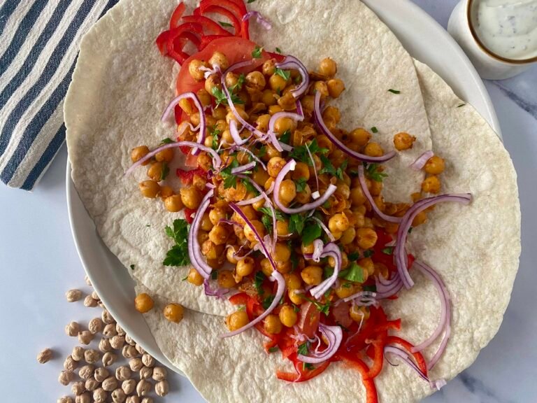 Vegan spicy chickpea wrap