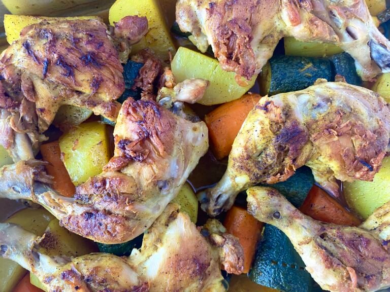 Herby chicken & vegetable one-pan bake recipe